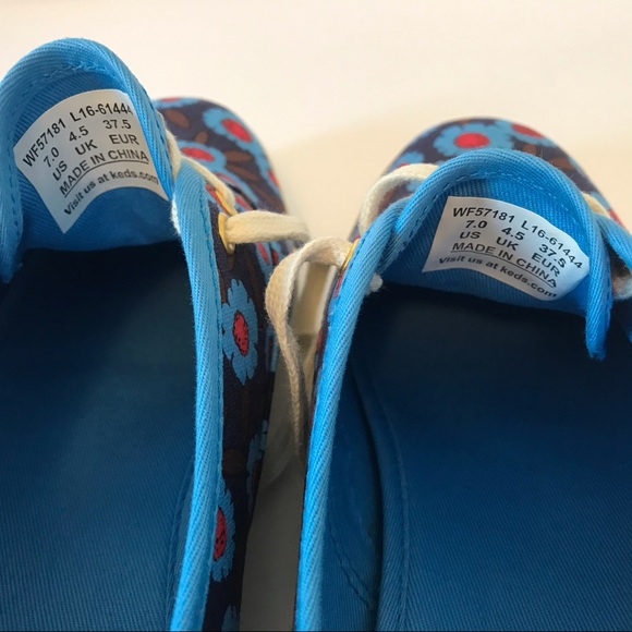 Kate Spade Keds Kick Peacock Blue floral sneakers - Picture 9 of 10